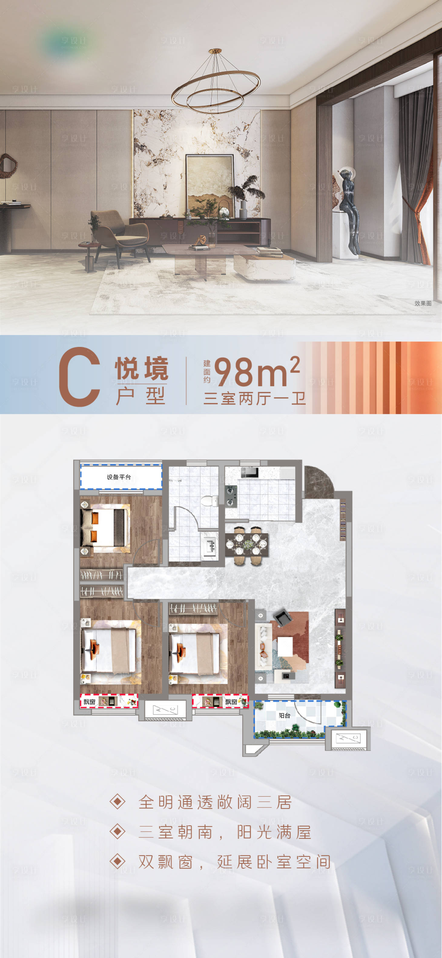 源文件下載【享設計】搜索編號：88080016846732526【地產戶型價值點簡約海報】