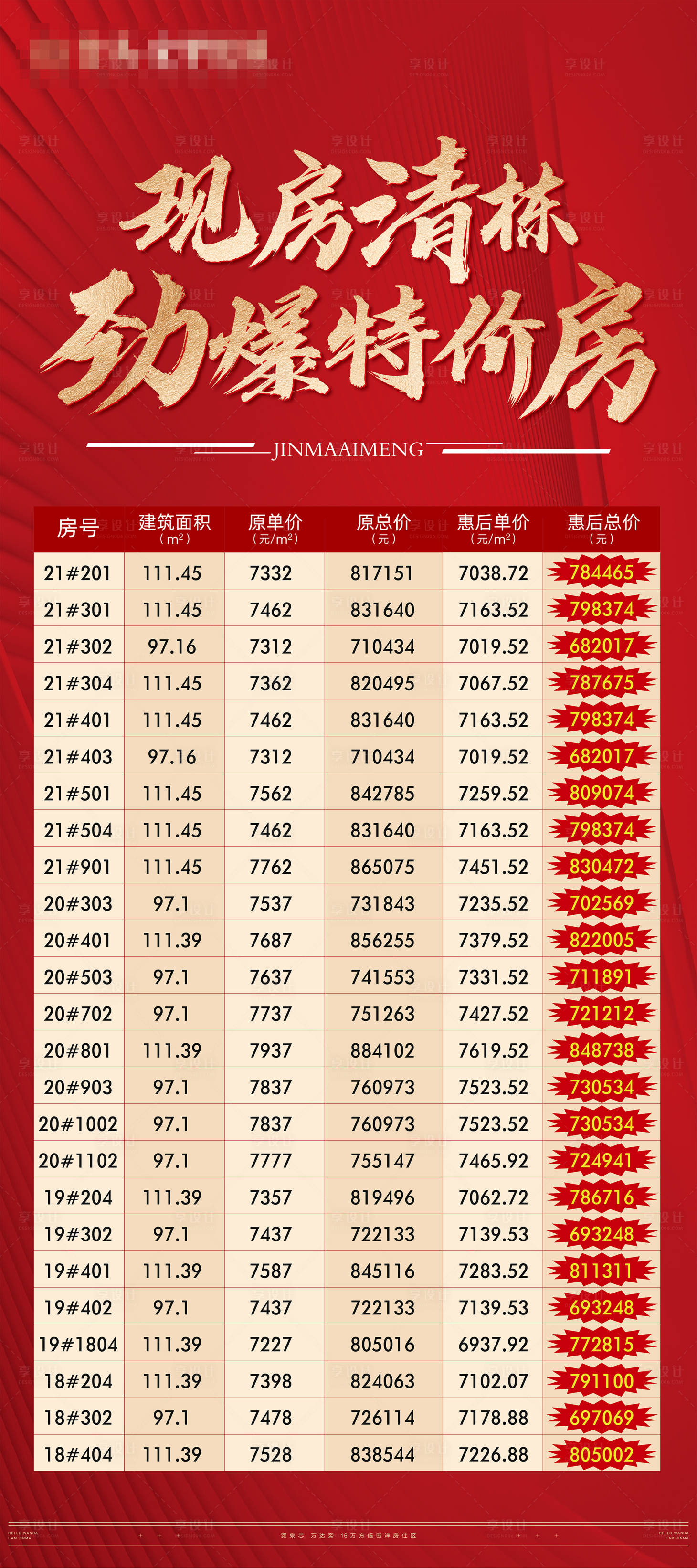 源文件下载【现房清栋价目表】编号：30870016698596425
