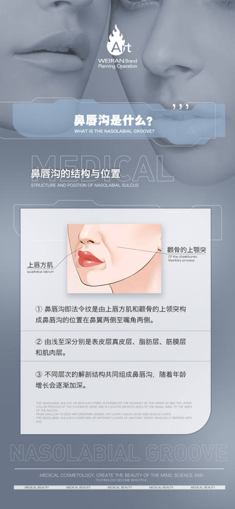 源文件下載【享設計】搜索編號：68980016811068758【醫美鼻唇溝科普海報】