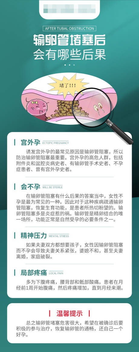 源文件下载【输卵管堵塞后会有哪些后果科普海报】编号：46150016711187919
