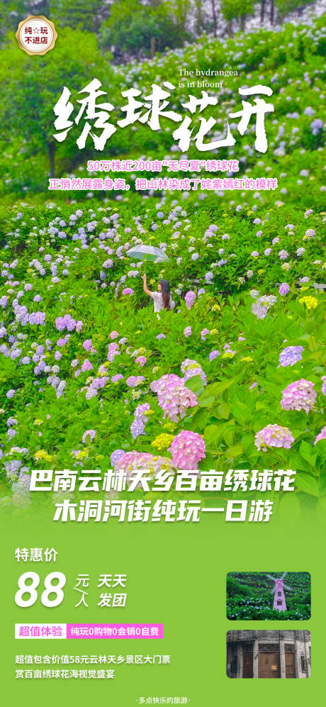 源文件下载【绣球花旅游海报】编号：20230508175357251