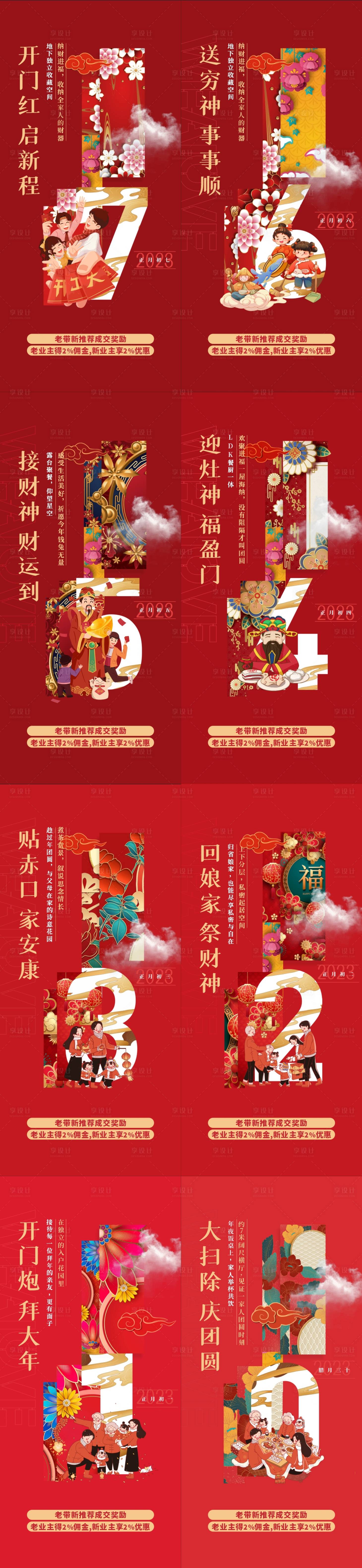 源文件下载【享设计】搜索编号：57210016637478233【新年初一到初七海报】