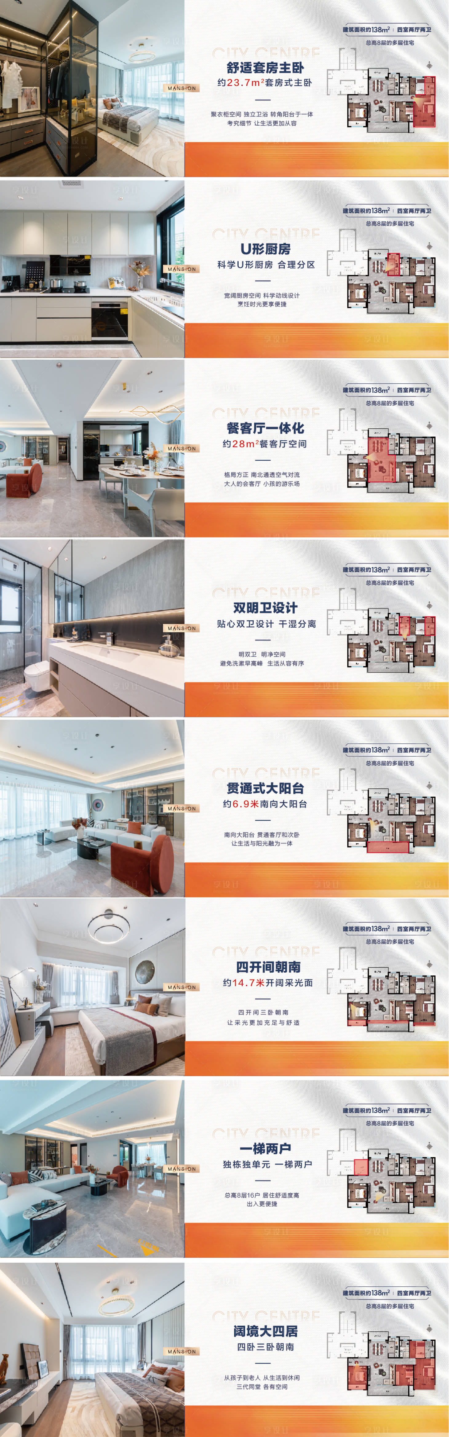 源文件下载【享设计】搜索编号：19440016712087310【地产户型室内价值点系列海报】