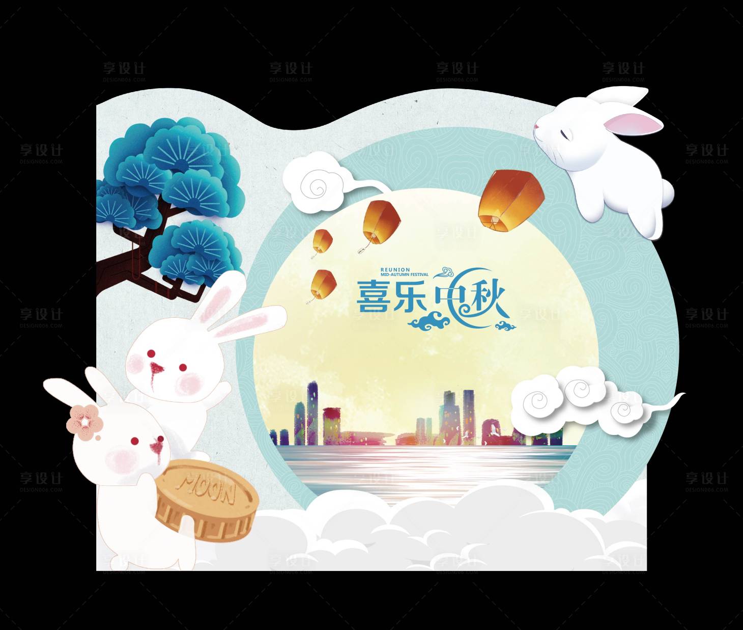 源文件下载【中秋节插画氛围展板】编号：52940016534958507