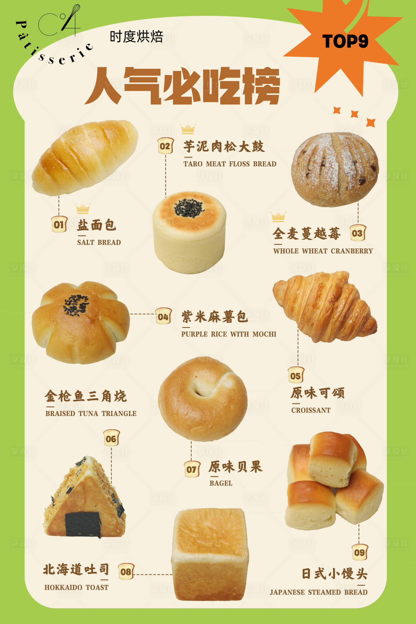 源文件下载【享设计】搜索编号：80980016835587562【烘焙店人气面包必吃榜】