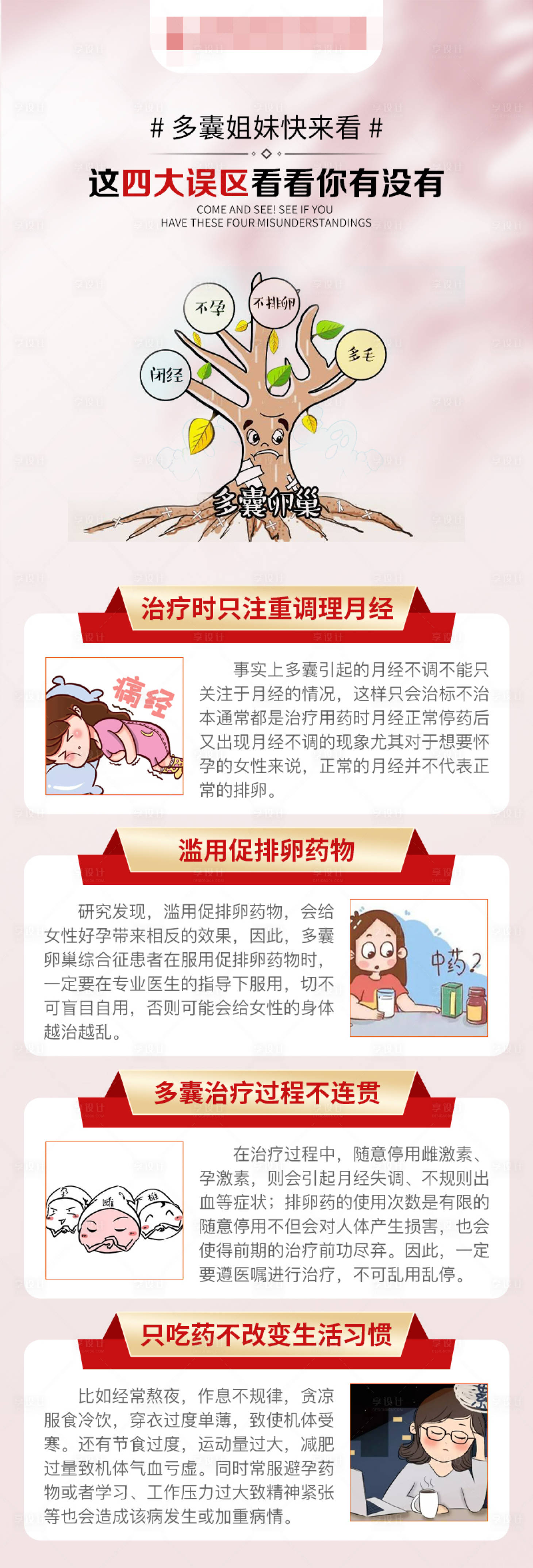 源文件下载【享设计】搜索编号：60710016781386345【多囊误区长图】