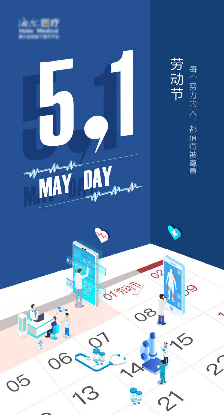 源文件下载【医疗行业劳动节海报】编号：56080017290908569