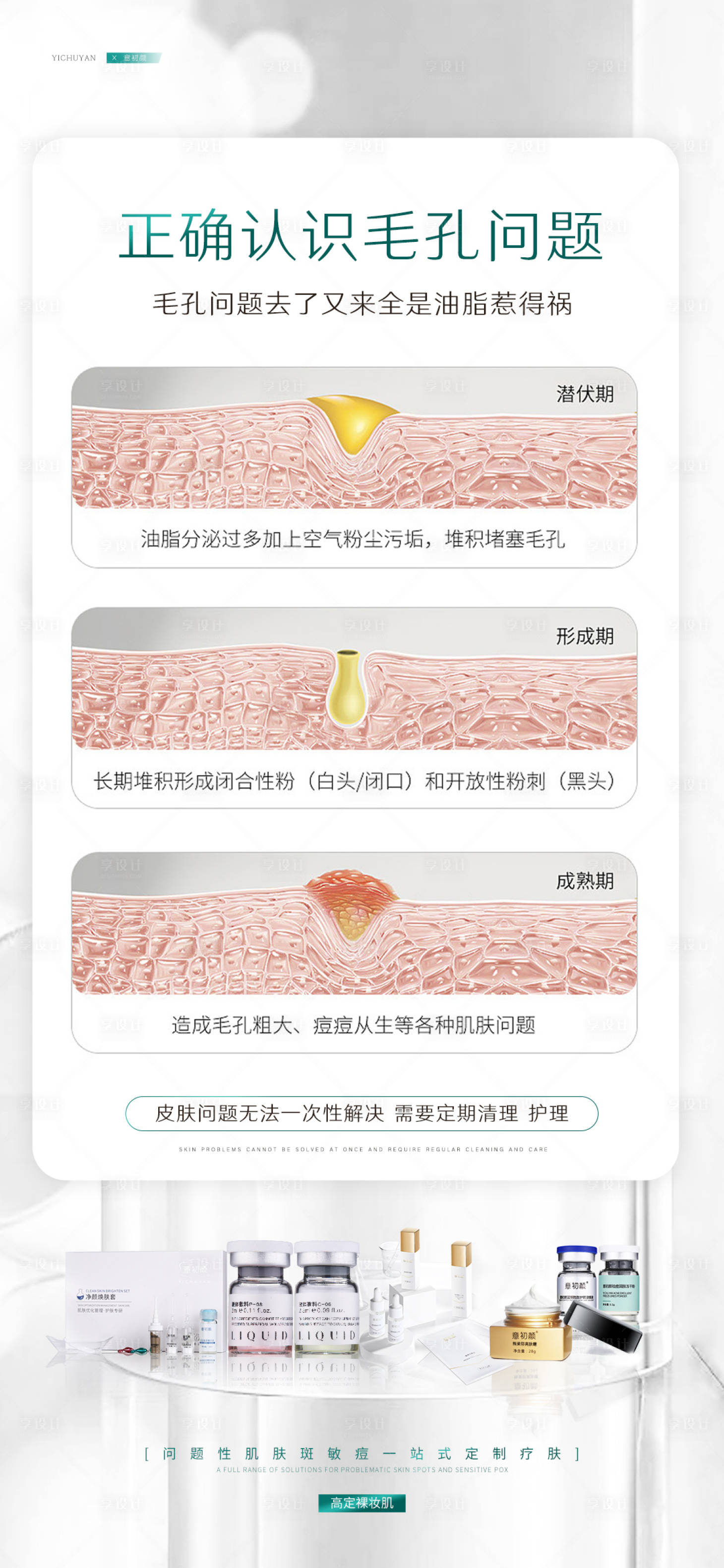 源文件下载【医美美容祛斑美白痘痘模特对比简约海报】编号：36270017199976319