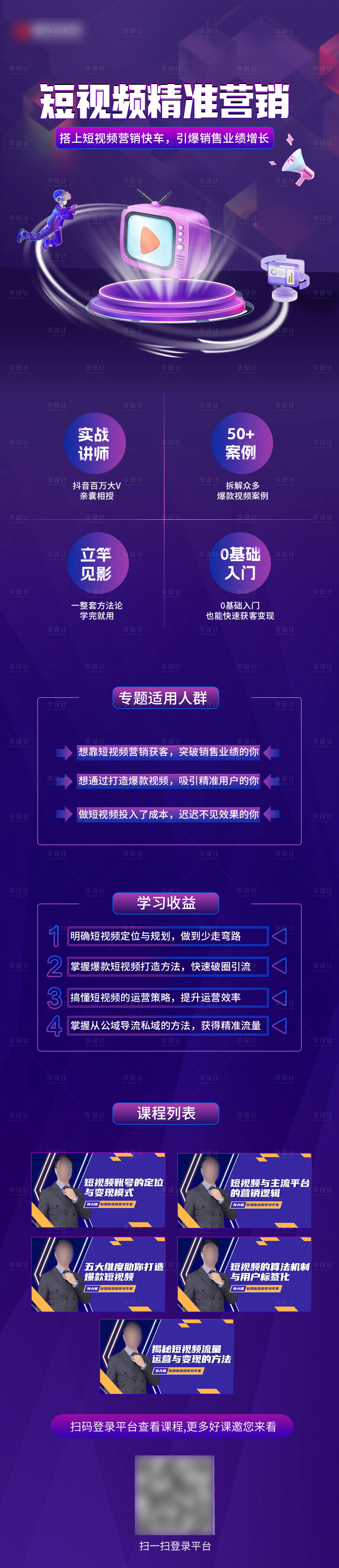 源文件下載【享設計】搜索編號：15790017527177250【短視頻課程營銷長圖】