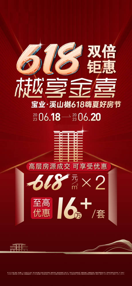 源文件下載【享設計】搜索編號：26880017401549584【618樓盤紅金海報】