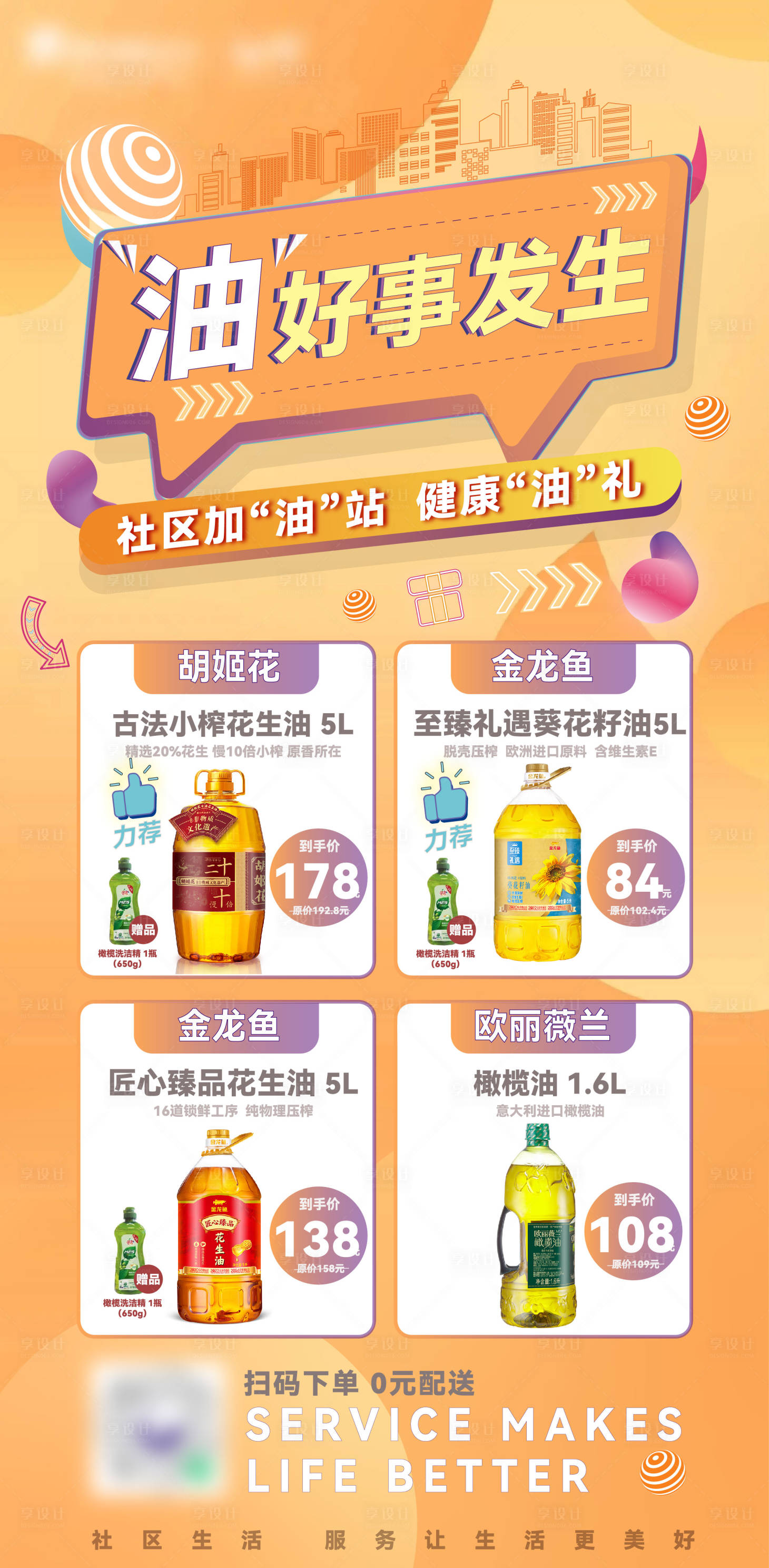 源文件下载【社区加油站食用油海报】编号：65570017328237736