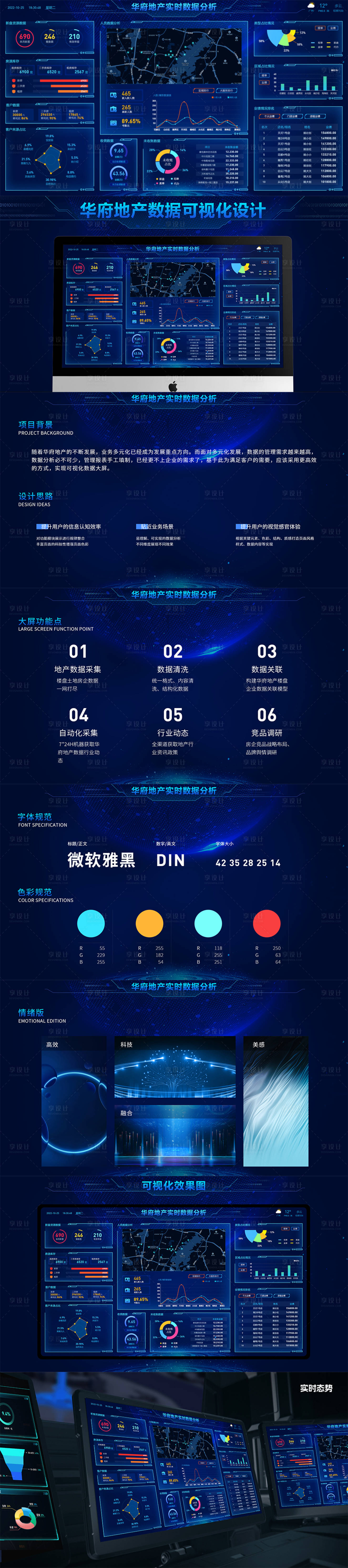 源文件下載【享設計】搜索編號：41630017610544857【數據可視化大屏UI設計】