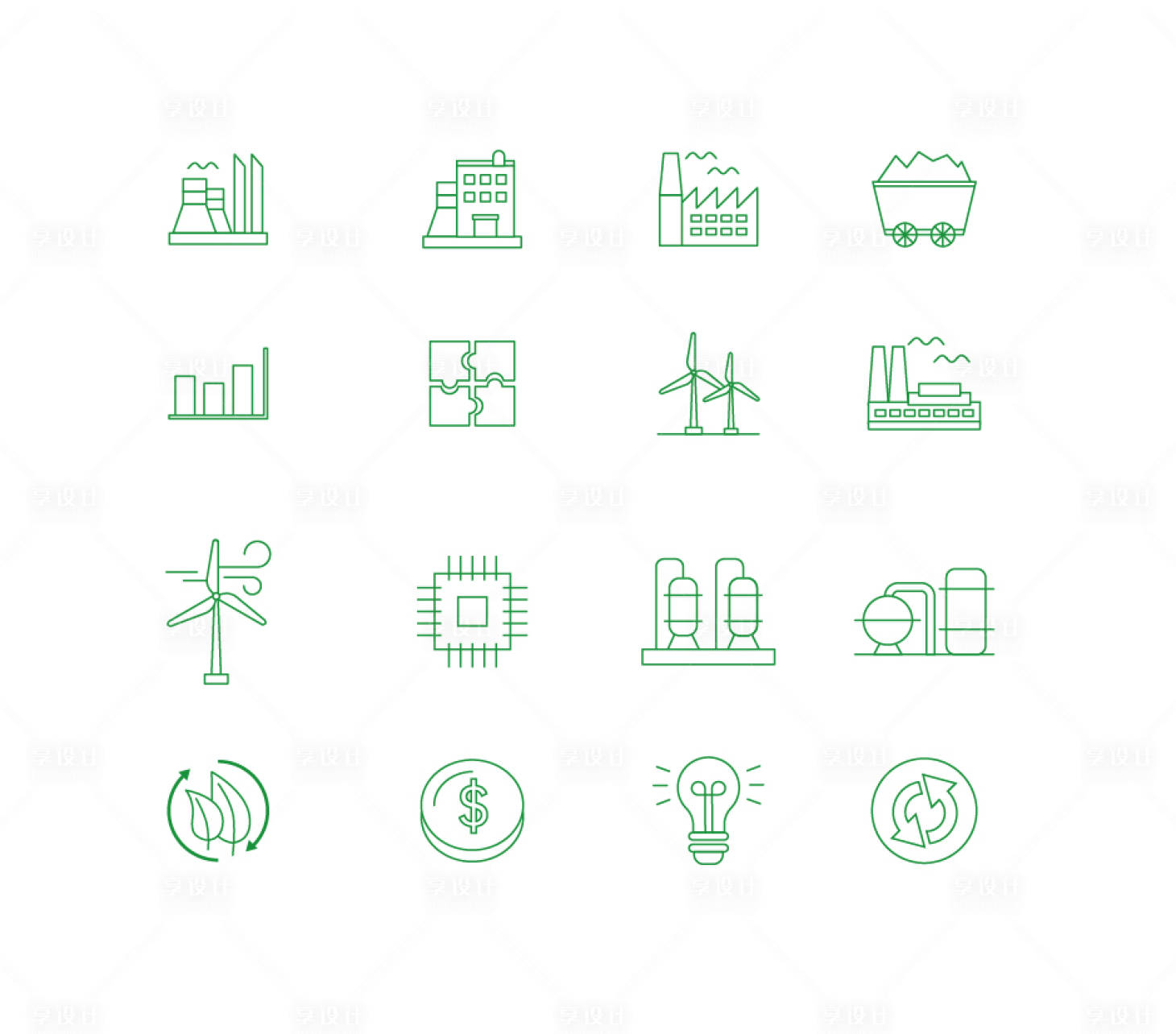 编号：20230620130807631【享设计】源文件下载-风力发电工厂金融环保绿色循环图标