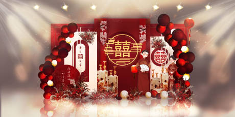源文件下載【享設計】搜索編號：40690017079524714【紅色現代婚禮迎賓區美陳婚禮布置】