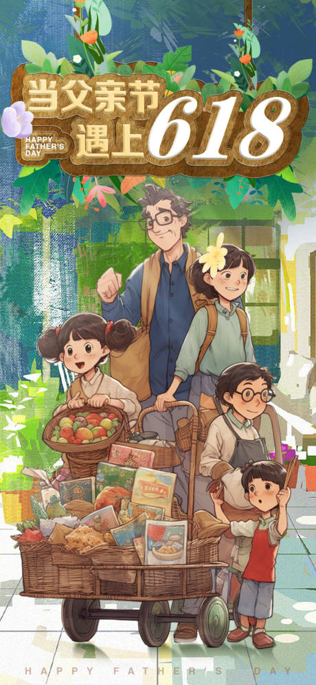 源文件下载【当父亲节遇上618海报】编号：83780017371689571