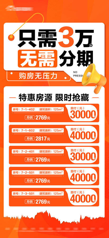 源文件下载【地产橙色低首付特价房】编号：54040017305957415