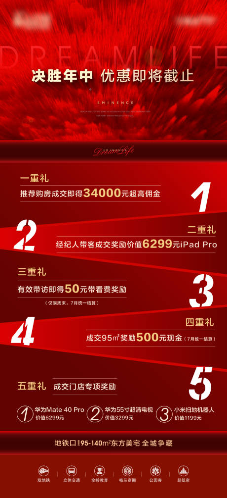 源文件下载【地产红金冲刺五重礼海报】编号：96190017277506101