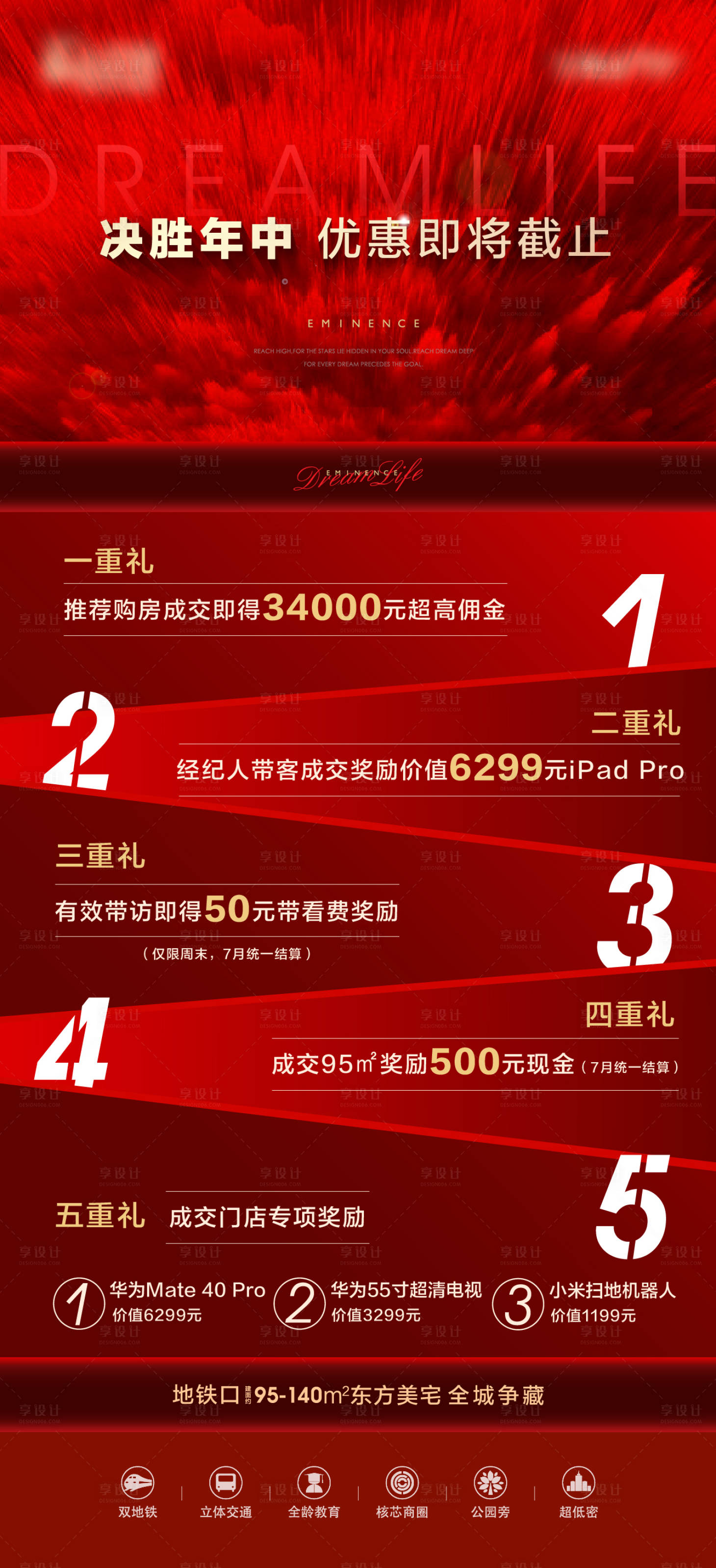 源文件下載【享設(shè)計(jì)】搜索編號(hào)：96190017277506101【地產(chǎn)紅金沖刺五重禮海報(bào)】