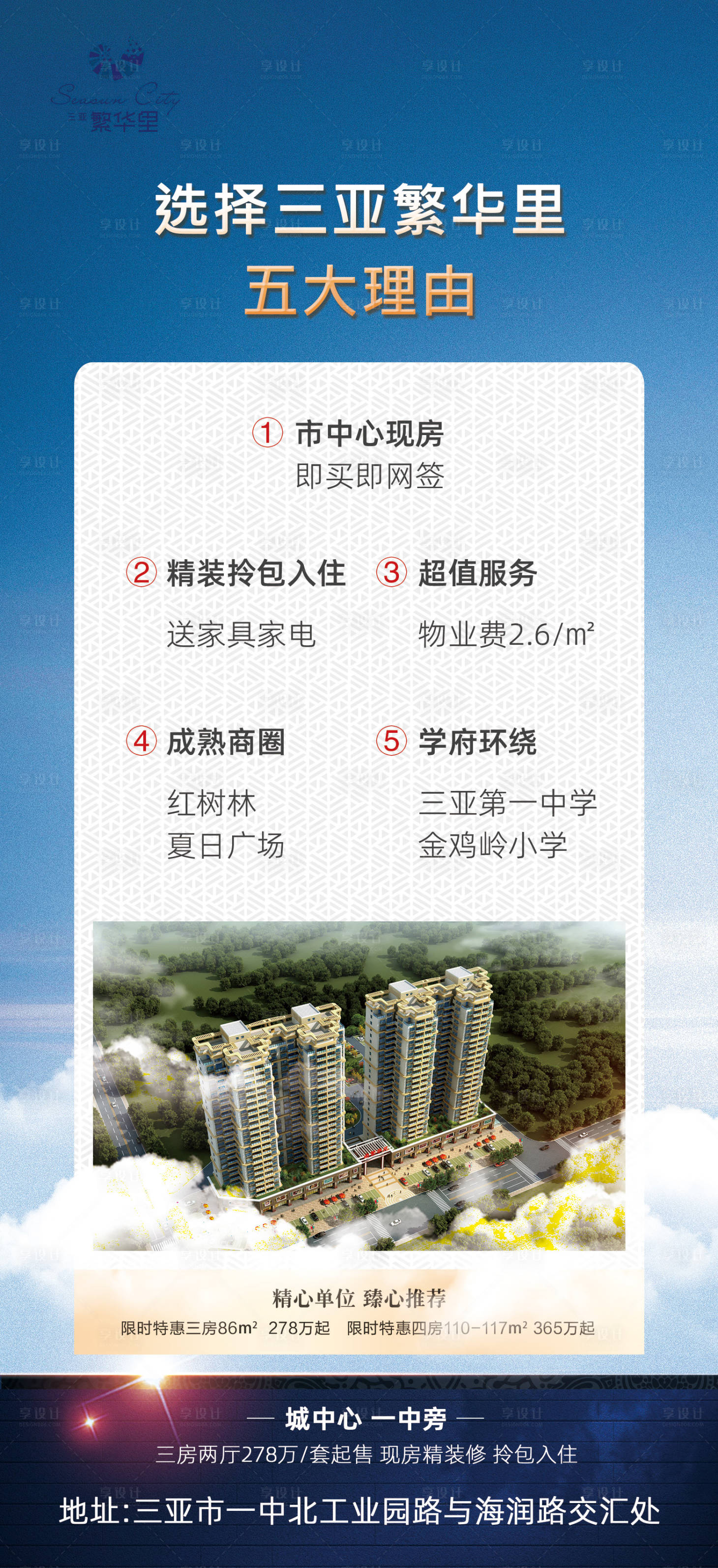 源文件下载【享设计】搜索编号：66440017254097423【地产五大理由海报】