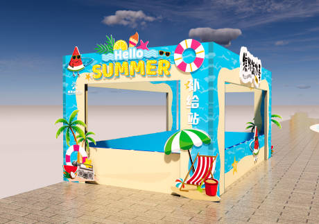 源文件下載【夏季卡通海洋沙灘泳池門頭 】編號：68830017352083340
