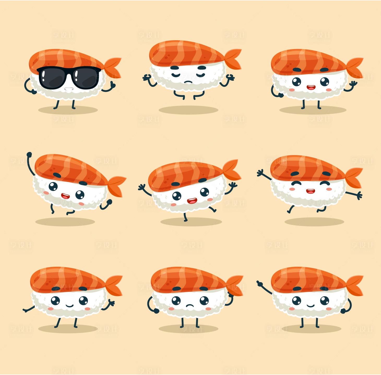 源文件下载【享设计】搜索编号：97990017294992910【寿司吉祥物卡通形象】
