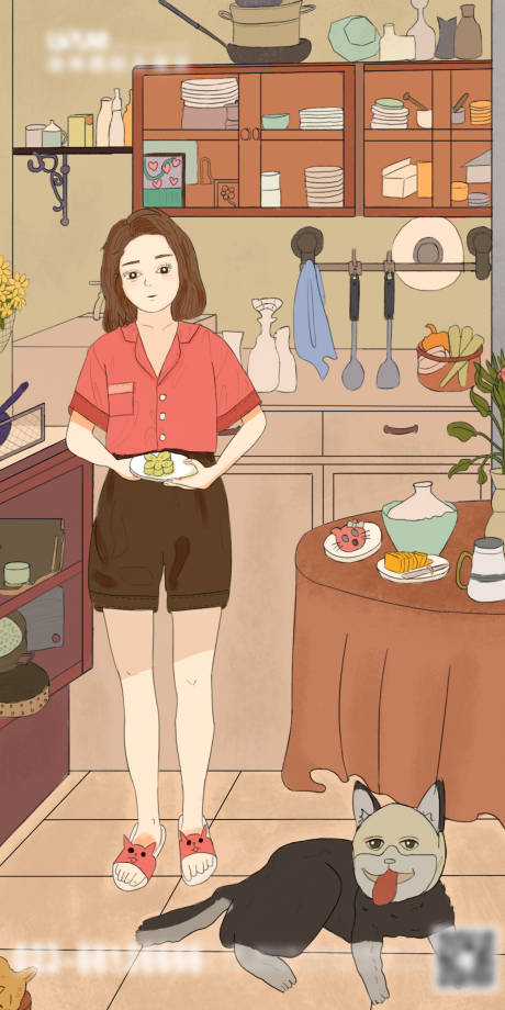 源文件下载【家庭做饭插画海报】编号：81630017132303780