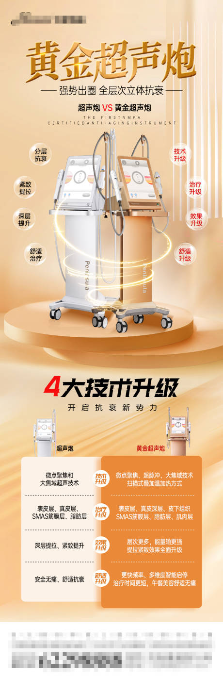 源文件下載【享設計】搜索編號：34660017646759540【超聲炮黃金超聲炮對比海報】