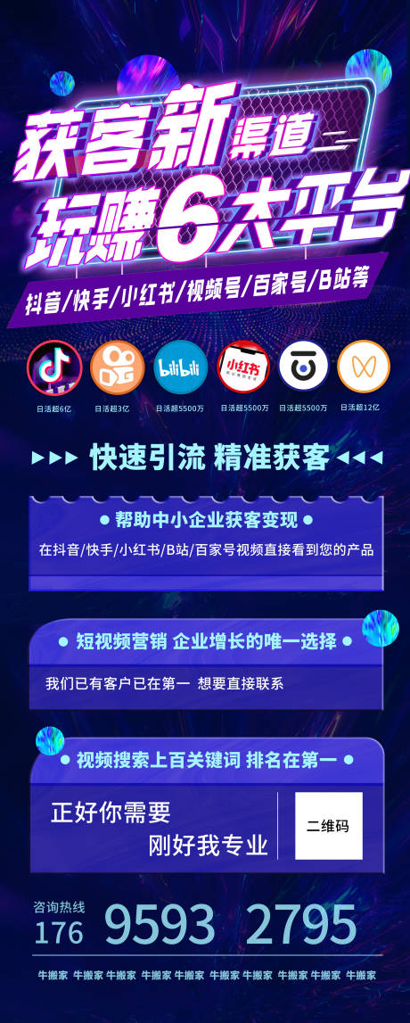 源文件下載【享設計】搜索編號：47940017801351255【獲客渠道6大平臺宣傳海報】