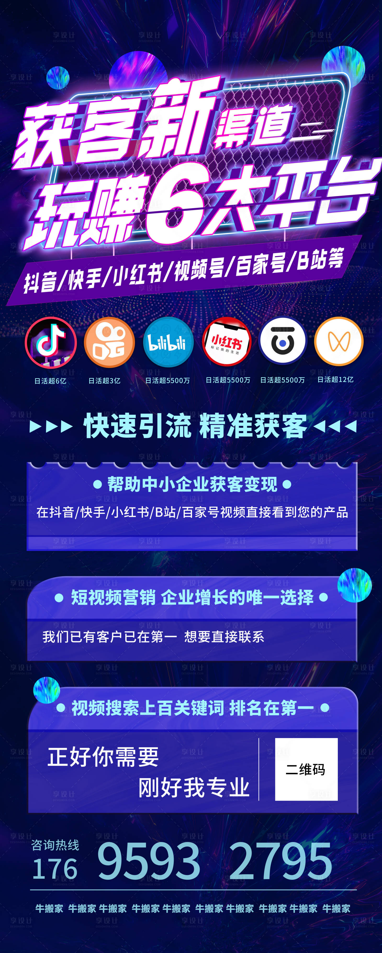 源文件下载【获客渠道6大平台宣传海报】编号：47940017801351255
