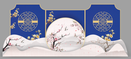 源文件下載【藍(lán)色中式婚禮背板】編號：61590018022182638