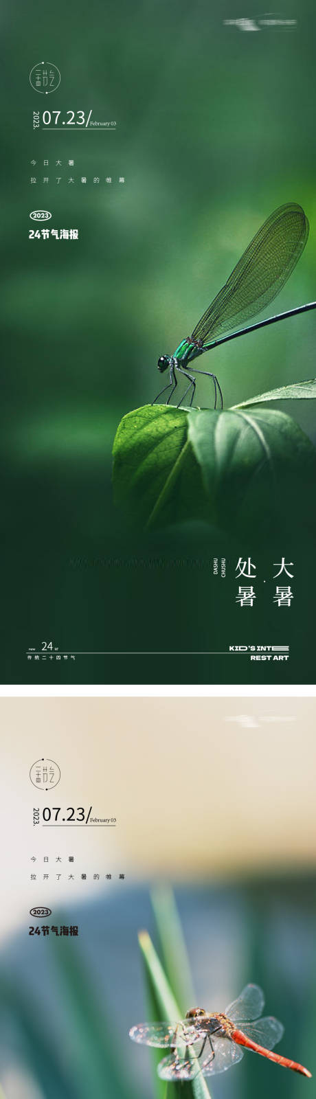 源文件下载【享设计】搜索编号：87520018082192481【大暑处暑24节气地产蜻蜓海报】