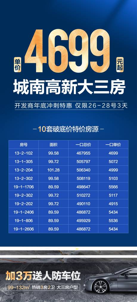 源文件下载【地产单价车位房源特价海报】编号：54610018367997630