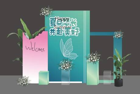 源文件下载【蓝色高级质感氛围美陈布置】编号：17930017994135855