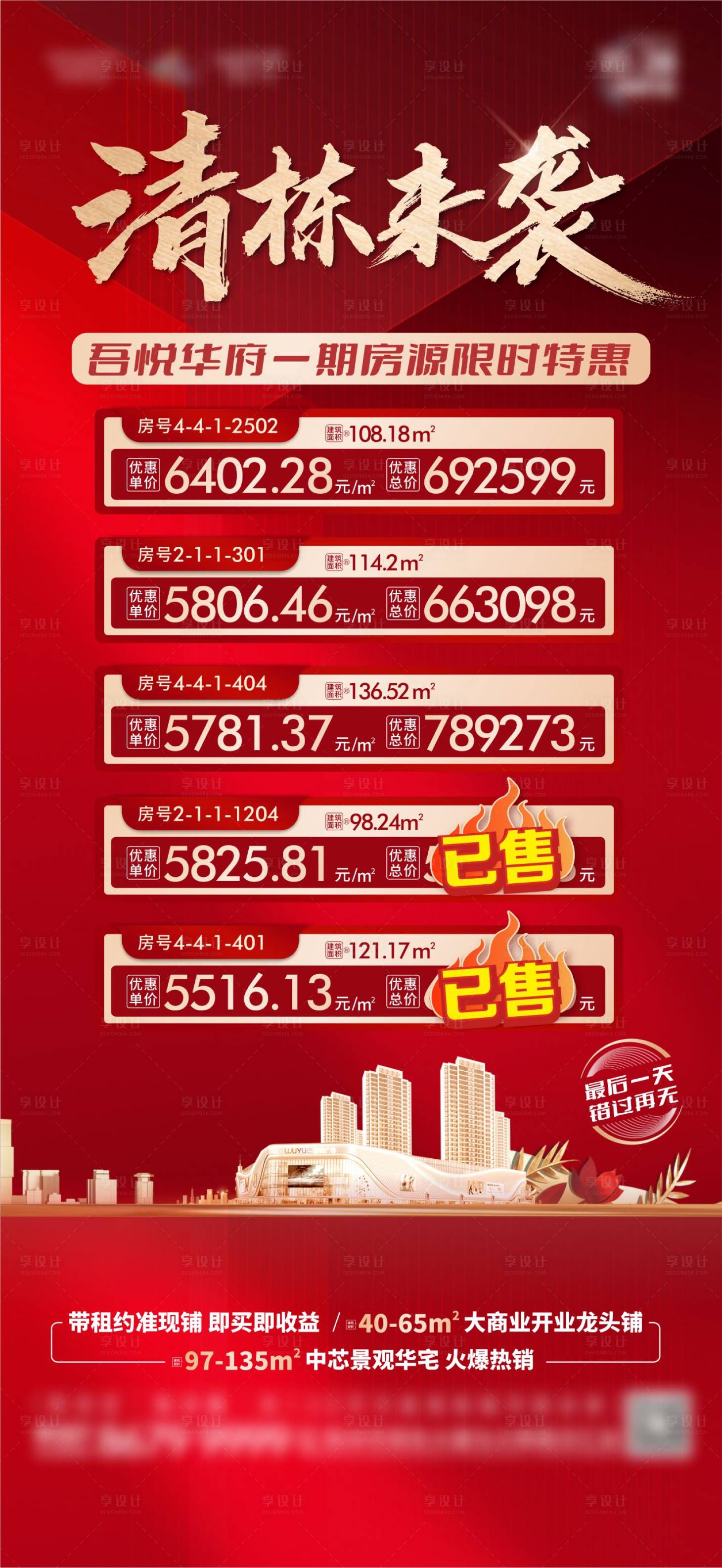 源文件下載【享設(shè)計】搜索編號：30430017745705149【清棟特價房單圖】