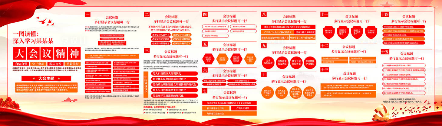 源文件下載【享設計】搜索編號：33220018356047771【會議精神展板】