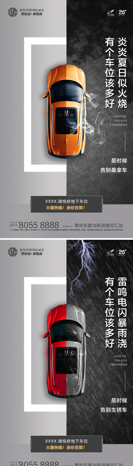 源文件下载【地产车位痛点推广系列海报】编号：20230714125448946