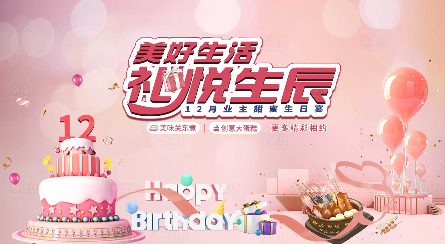 源文件下载【享设计】搜索编号：25940018073516676【生日会背景板】