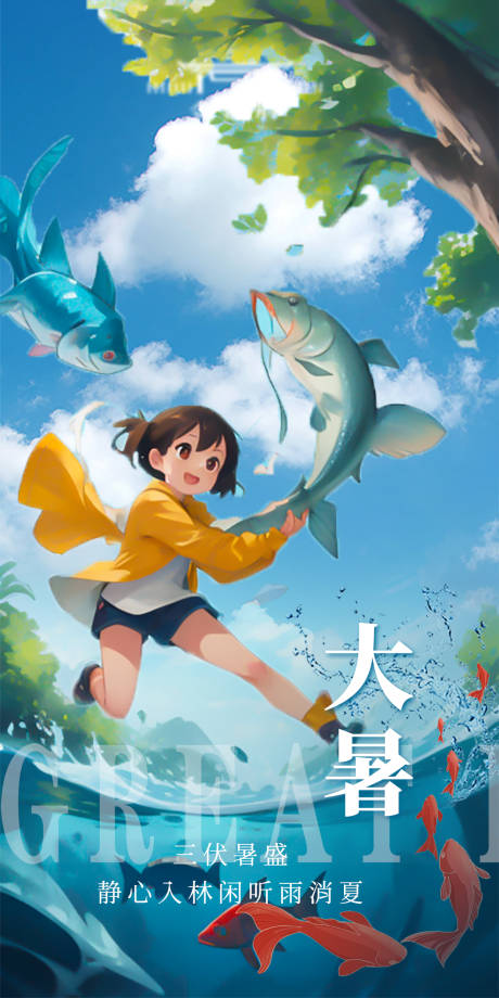 源文件下载【大暑节气海报】编号：24710017974757312