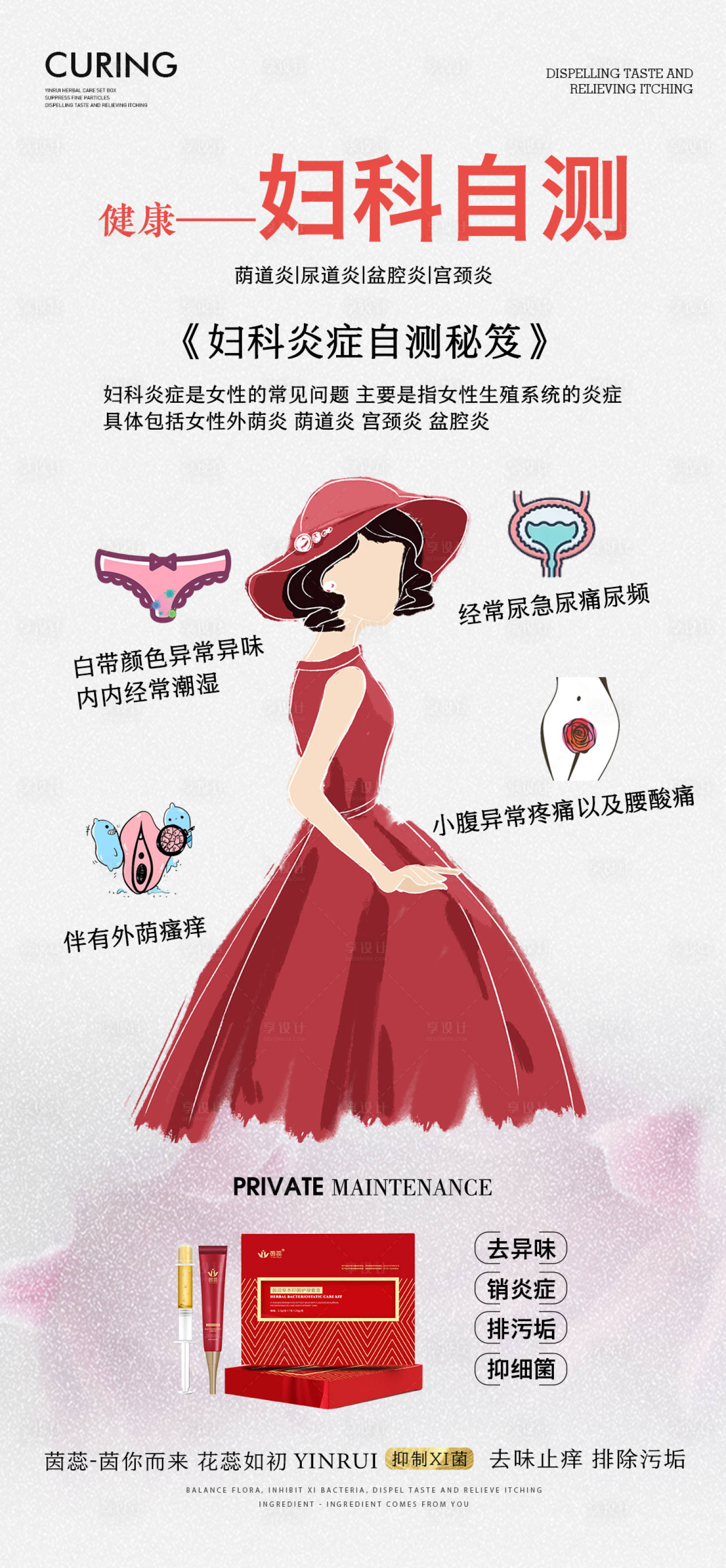 源文件下载【享设计】搜索编号：78030018071754787【妇科自测海报】
