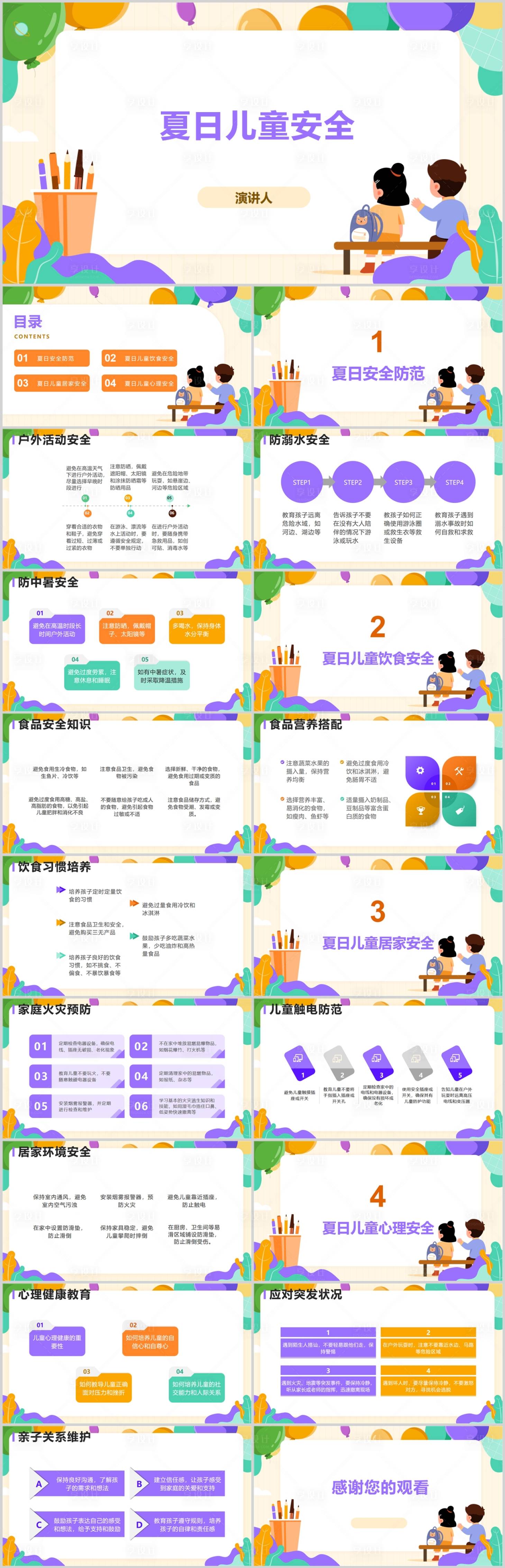 源文件下载【享设计】搜索编号：45080018062736331【儿童安全宣传PPT】
