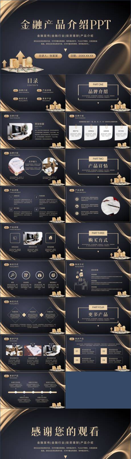源文件下载【商务风金融品牌产品介绍PPT】编号：59740018302489288