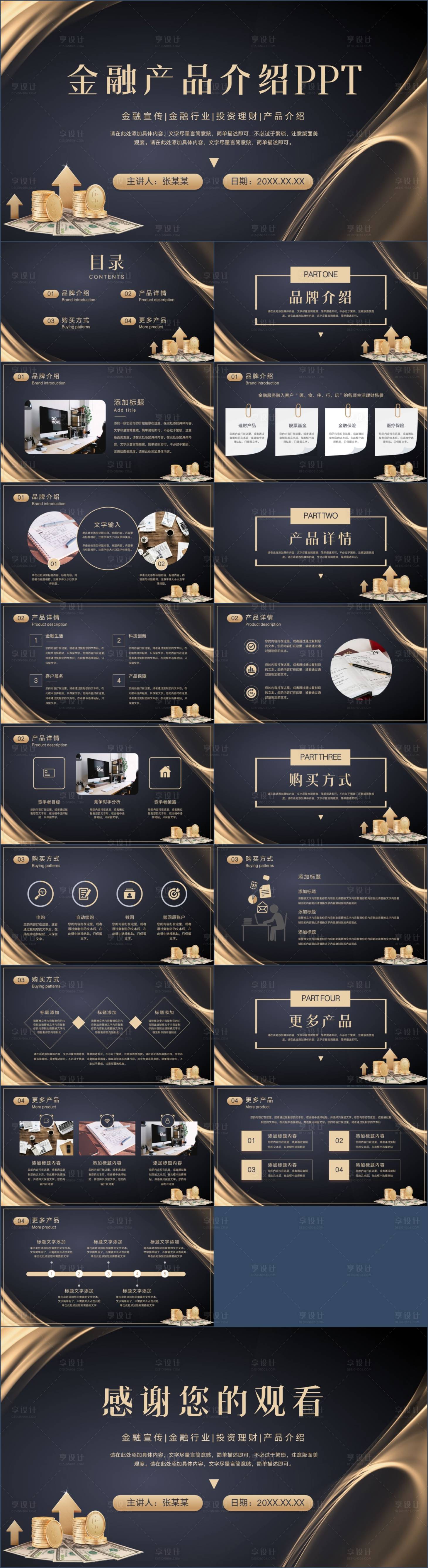 源文件下载【商务风金融品牌产品介绍PPT】编号：59740018302489288