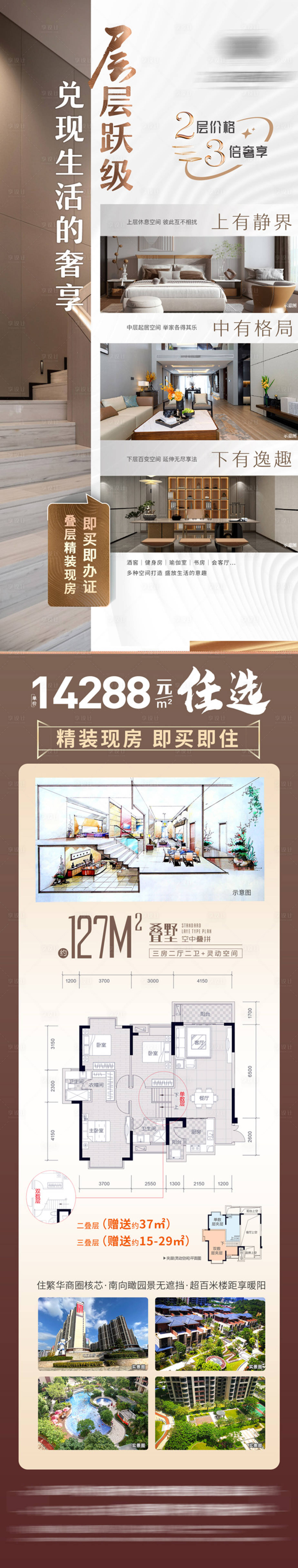 源文件下載【地產價值點復式疊墅長圖海報】編號：33340018280681980