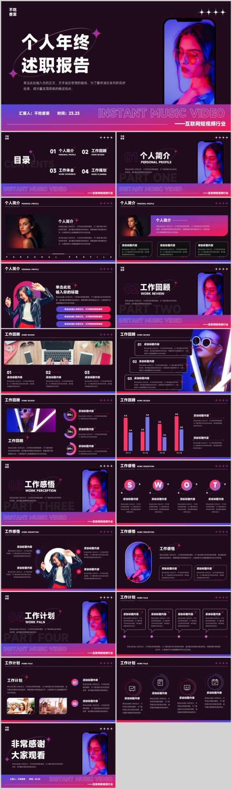 源文件下载【互联网短视频个人年终述职模板】编号：38620017935268089
