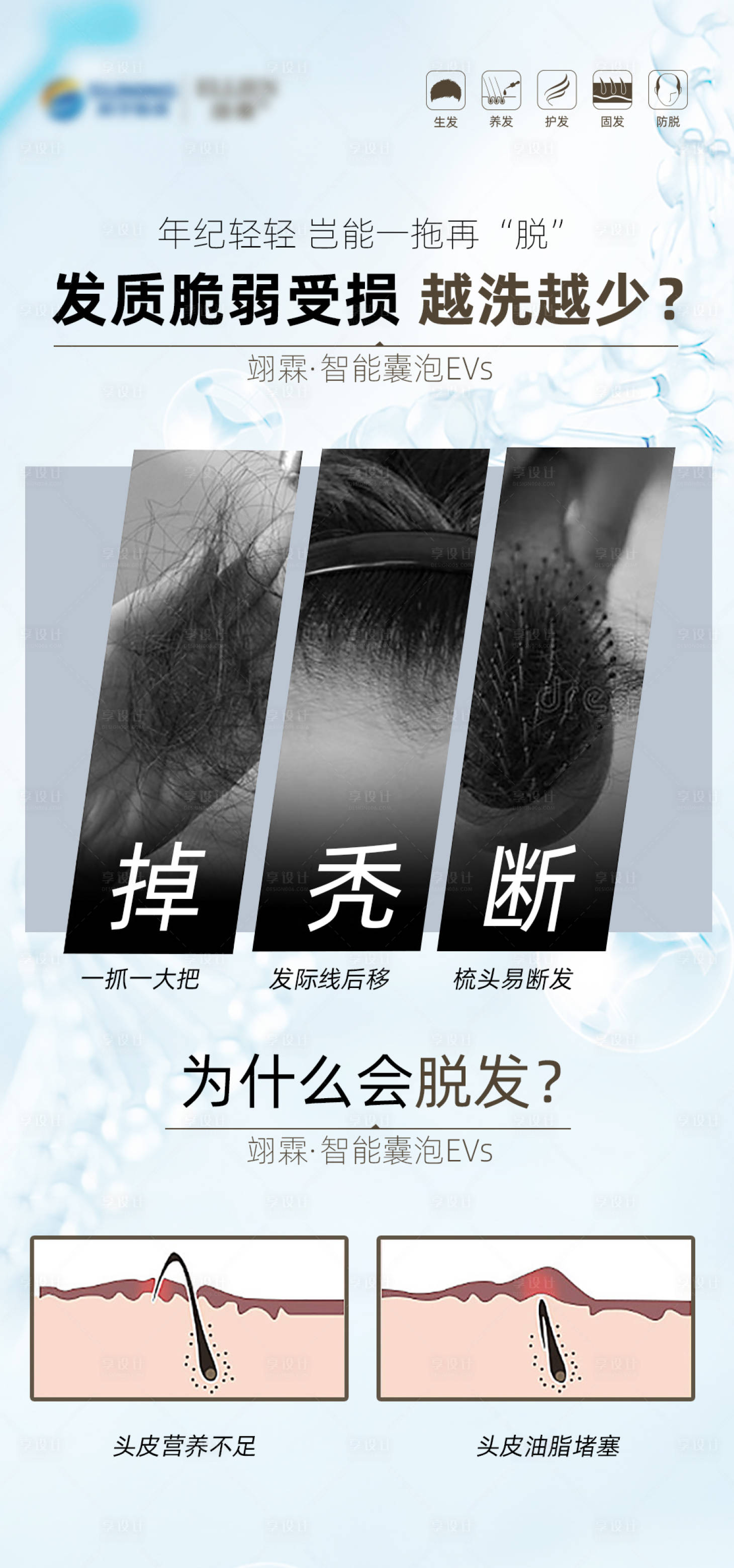 源文件下載【享設(shè)計(jì)】搜索編號(hào)：99040018154153727【脫發(fā)難題要早解決簡(jiǎn)約海報(bào)】