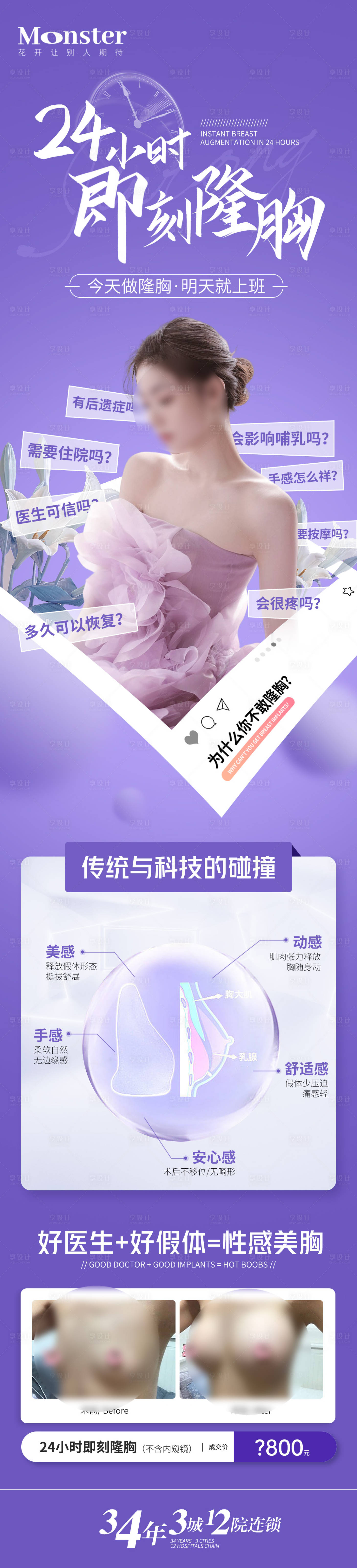 源文件下载【享设计】搜索编号：36540018351434028【医美丰胸隆胸专题长图】