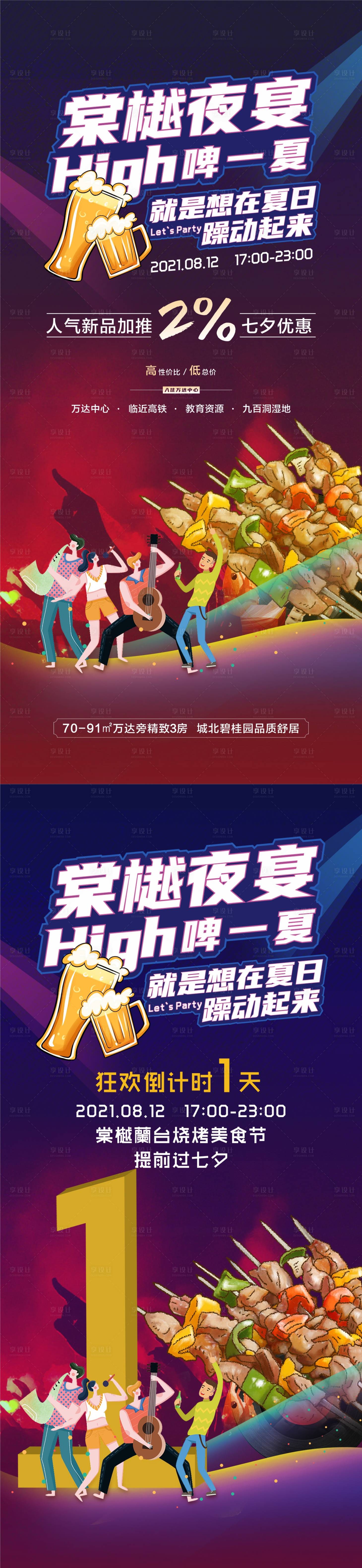 源文件下载【享设计】搜索编号：68450018321334994【烧烤夜啤酒串串海报】