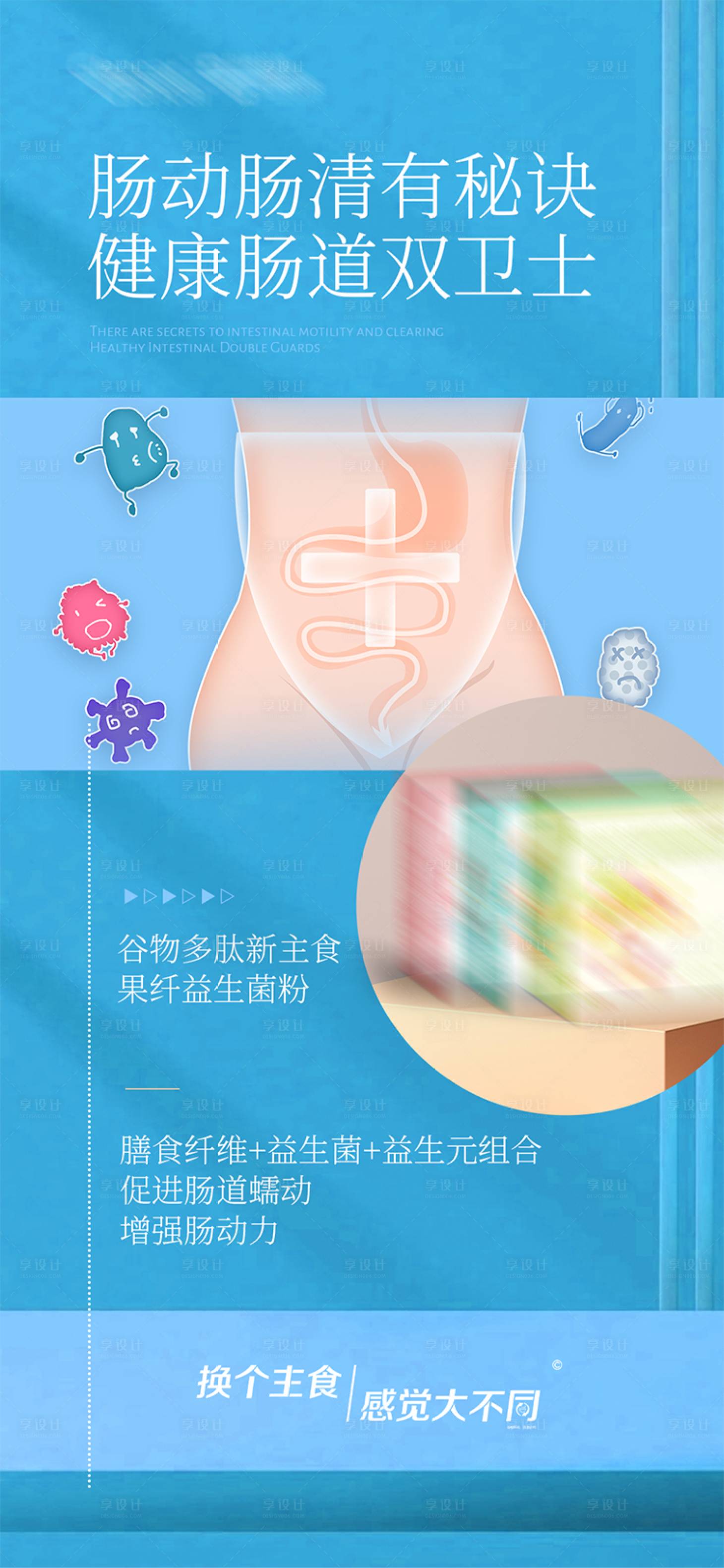 源文件下载【益生菌减脂代餐产品海报】编号：20230715085844553