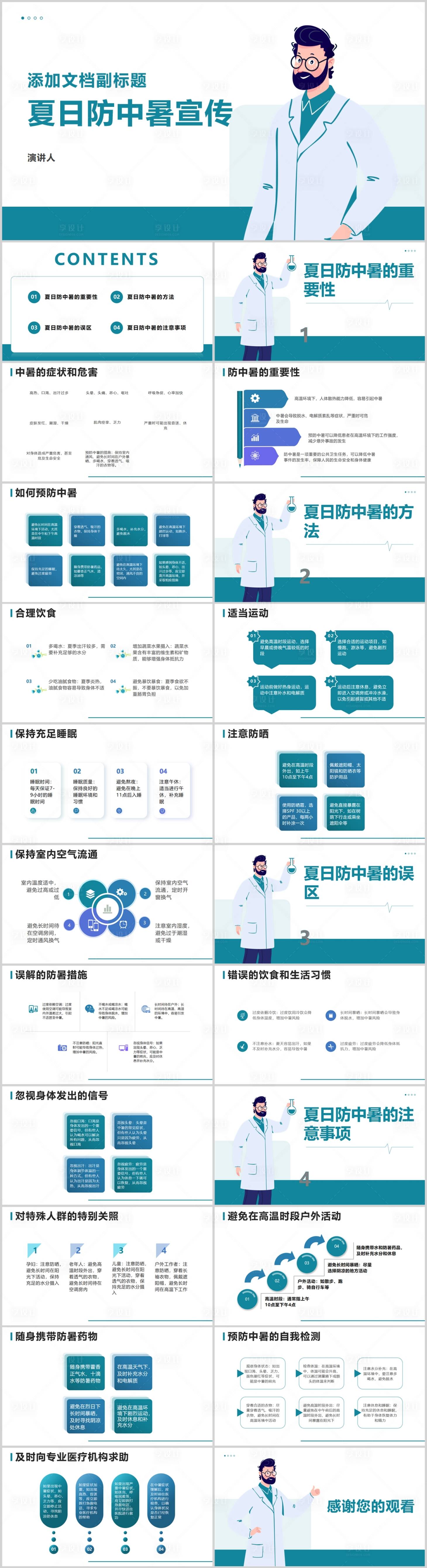 源文件下载【享设计】搜索编号：50070018062614398【夏日防中暑宣传PPT】