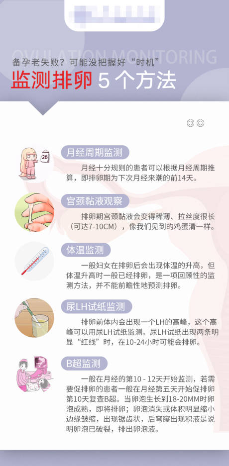 源文件下载【享设计】搜索编号：74090017749695228【监测排卵5个方法科普海报】